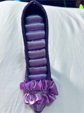 Lavender Satin Ring Organizer with Decorative Bow